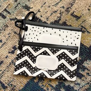 Black and White Chevron and Polka Dot Reusable Wipe Pouches *New*